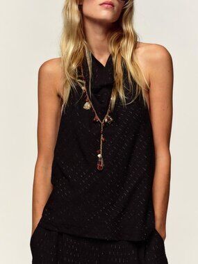 Zara Metallic Thread Halter Top, NWT XL
